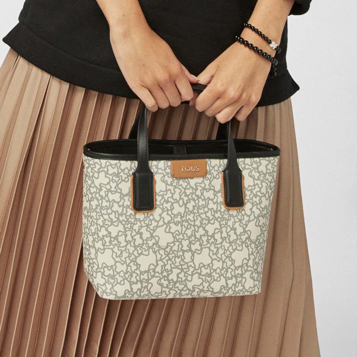 Small black and beige Kaos Mini Tote bag