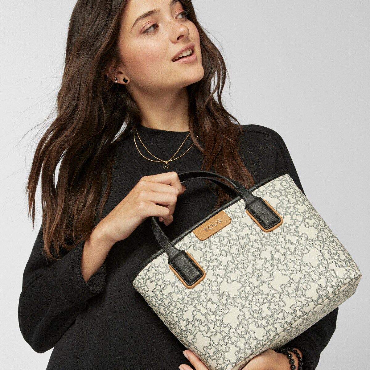 Small black and beige Kaos Mini Tote bag