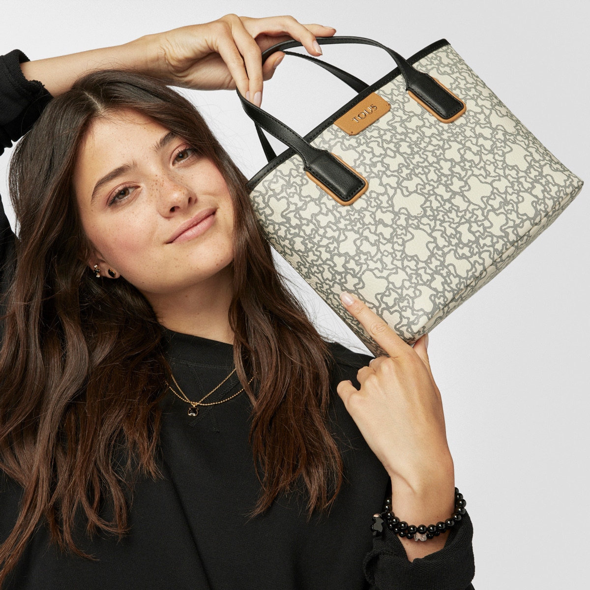 Small black and beige Kaos Mini Tote bag