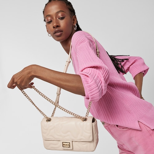 Small beige Kaos Dream Crossbody bag with flap
