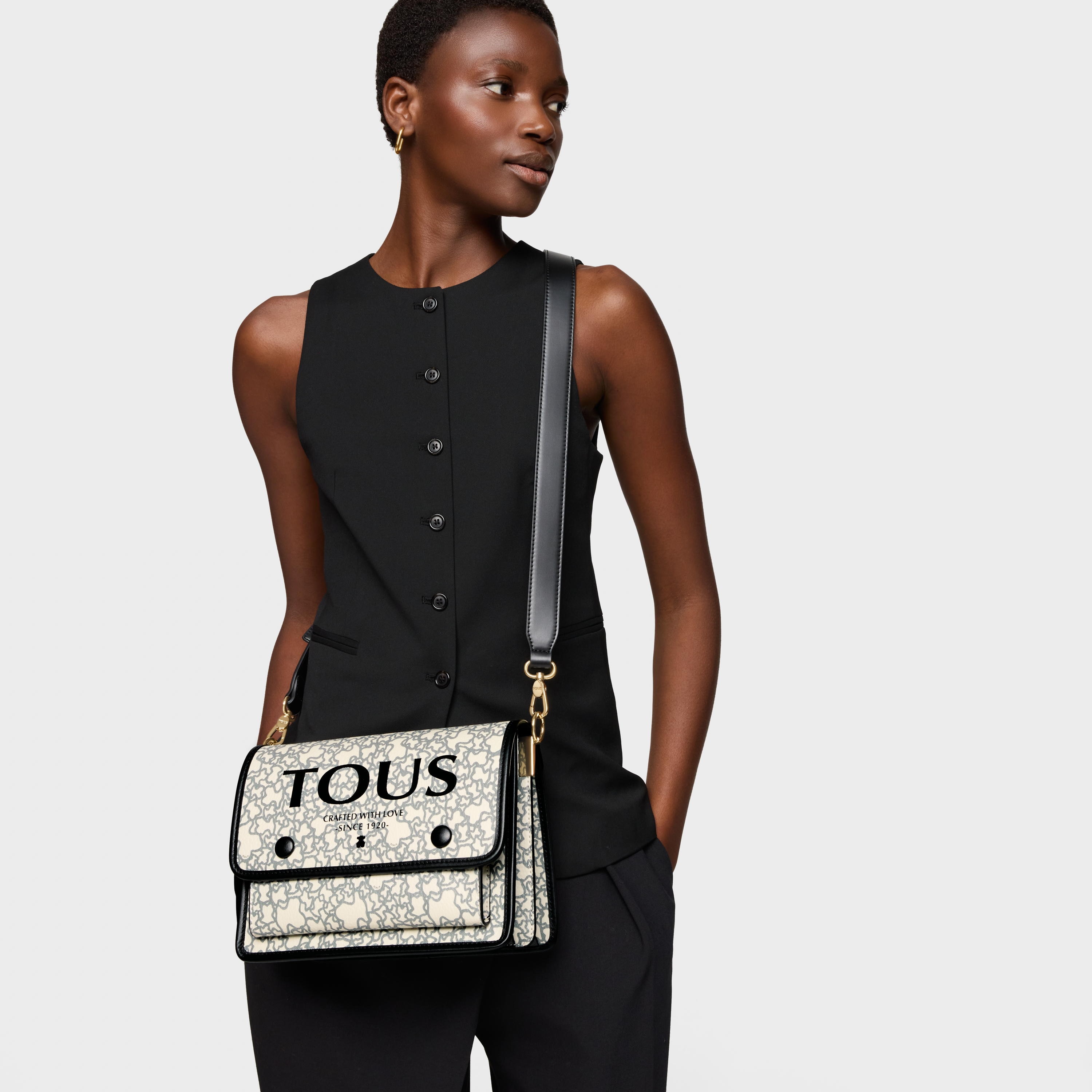 Medium beige and black Audree Kaos Mini Crossbody bag