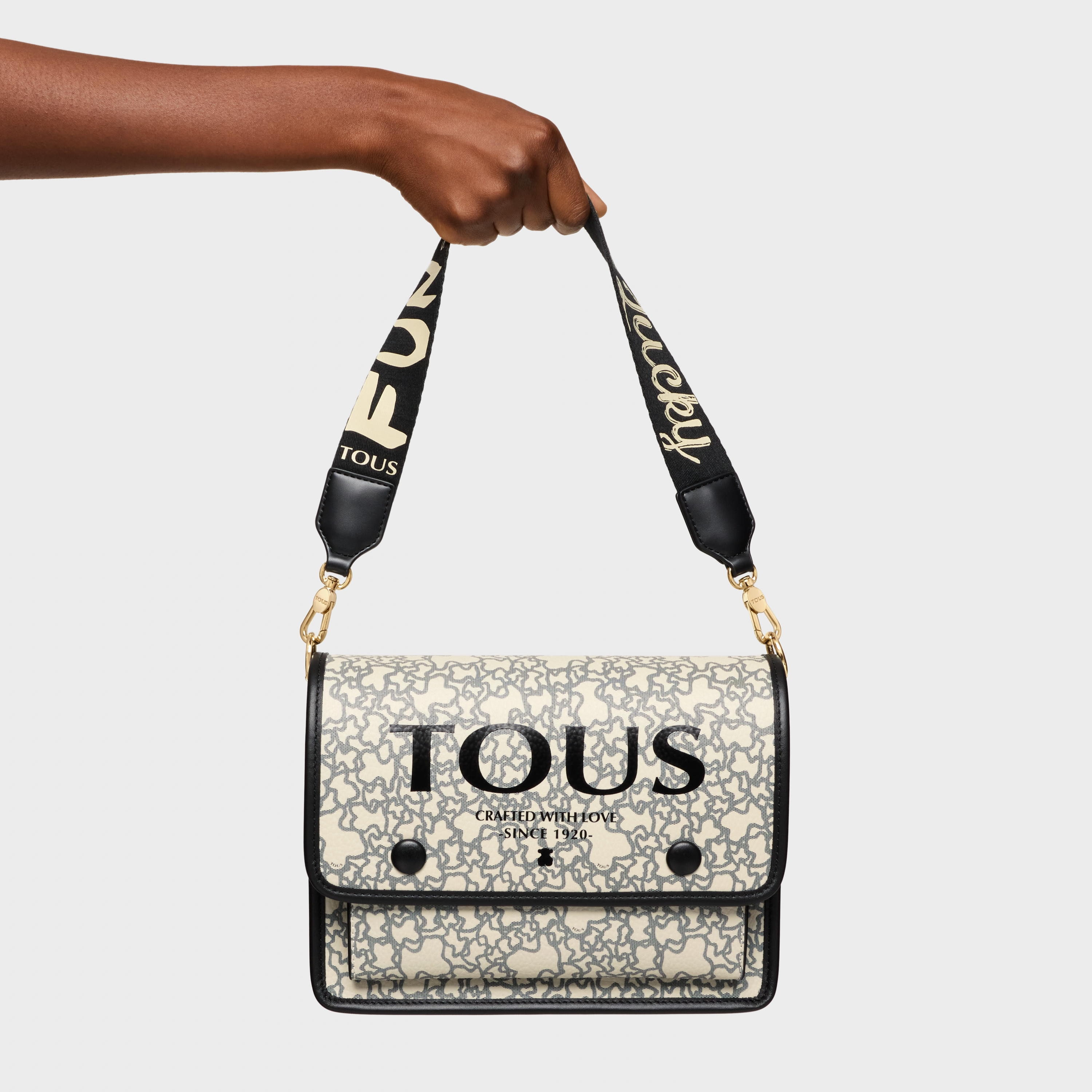 Medium beige and black Audree Kaos Mini Crossbody bag