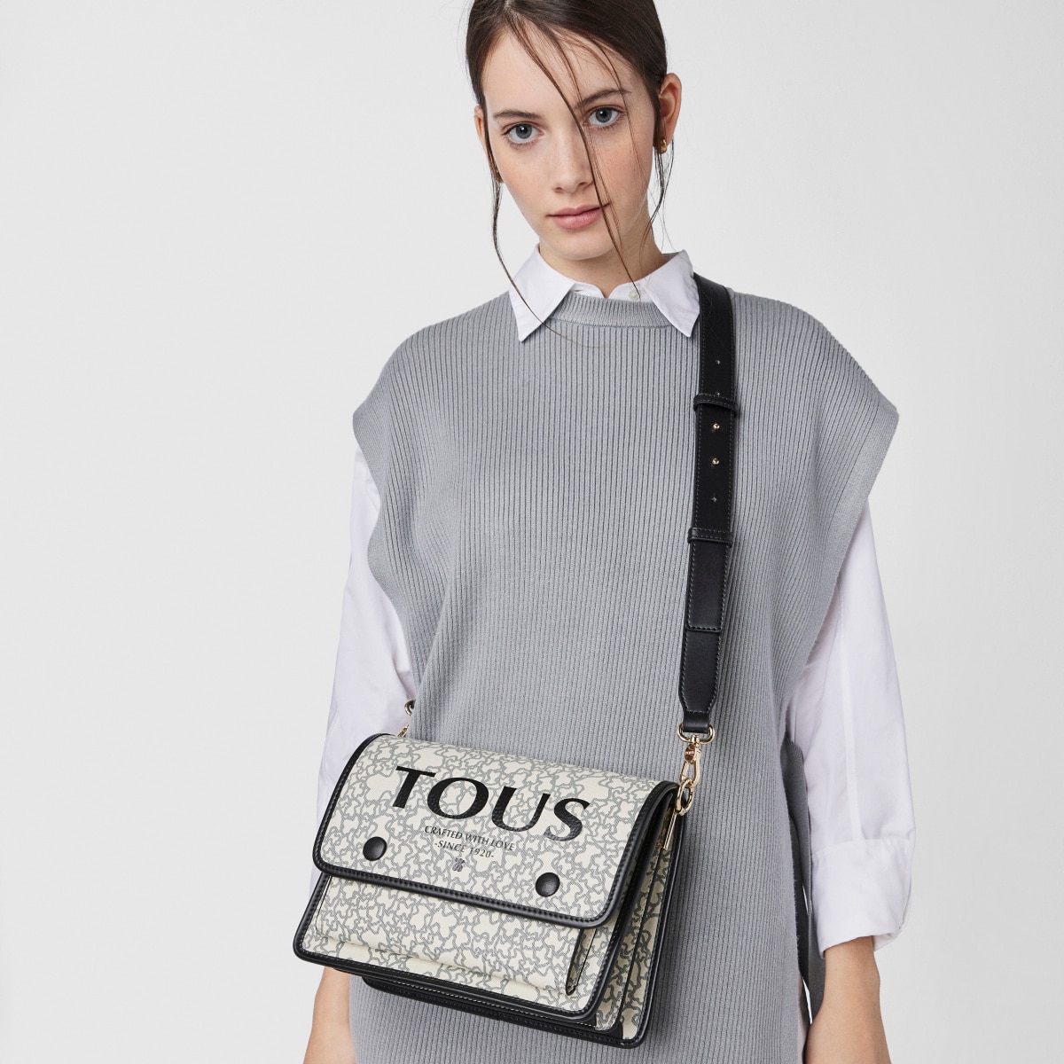Medium beige and black Audree Kaos Mini Crossbody bag