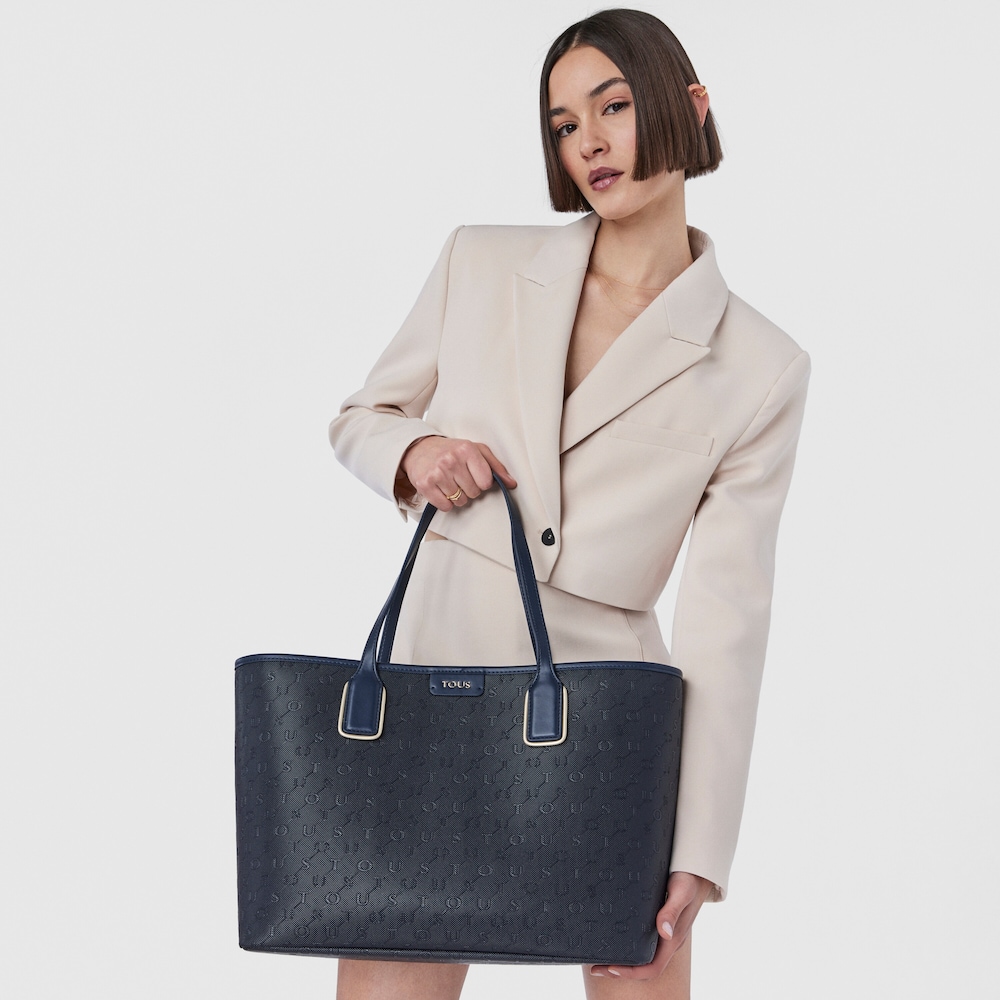 Tote bag grande Script Day azul-marinho