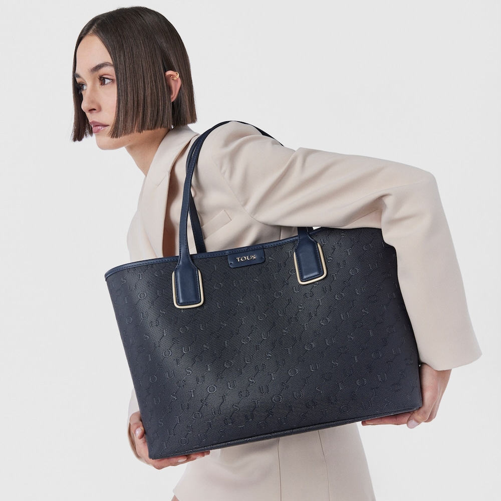 Tote bag grande Script Day azul-marinho