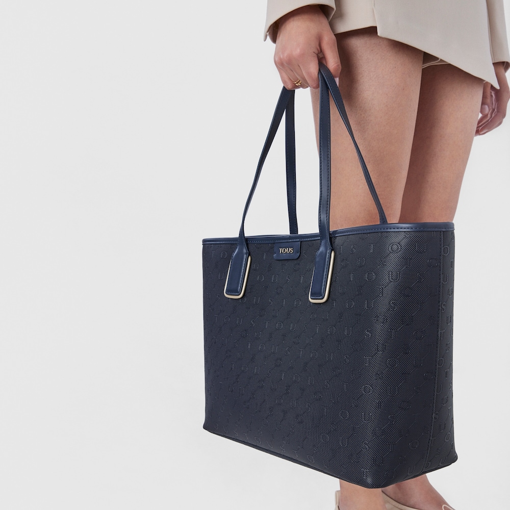 Tote bag grande Script Day azul-marinho