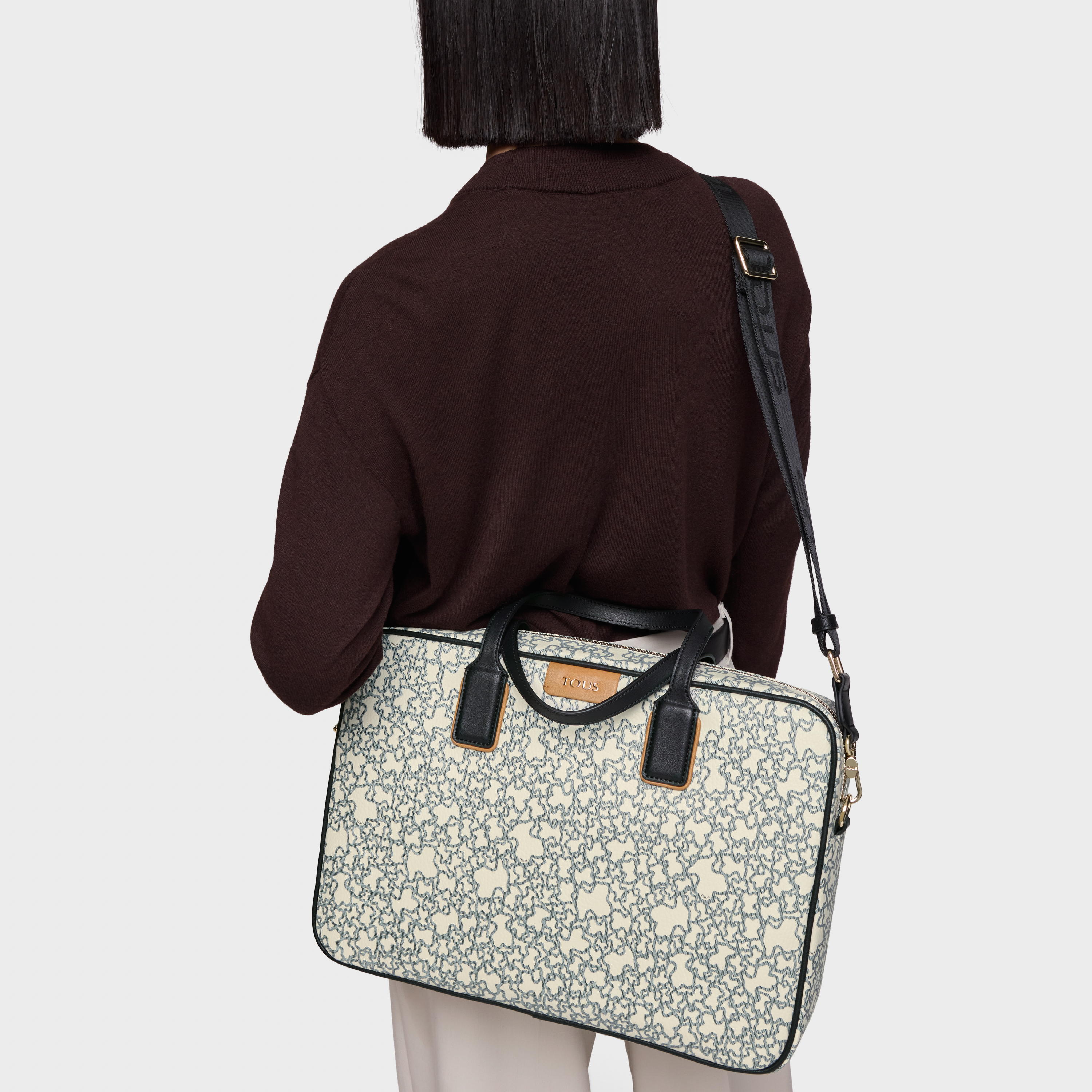 Kaos Mini beige and black briefcase