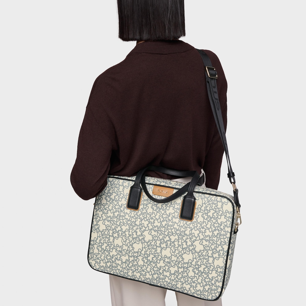 Beżowo-czarna teczka Kaos Mini