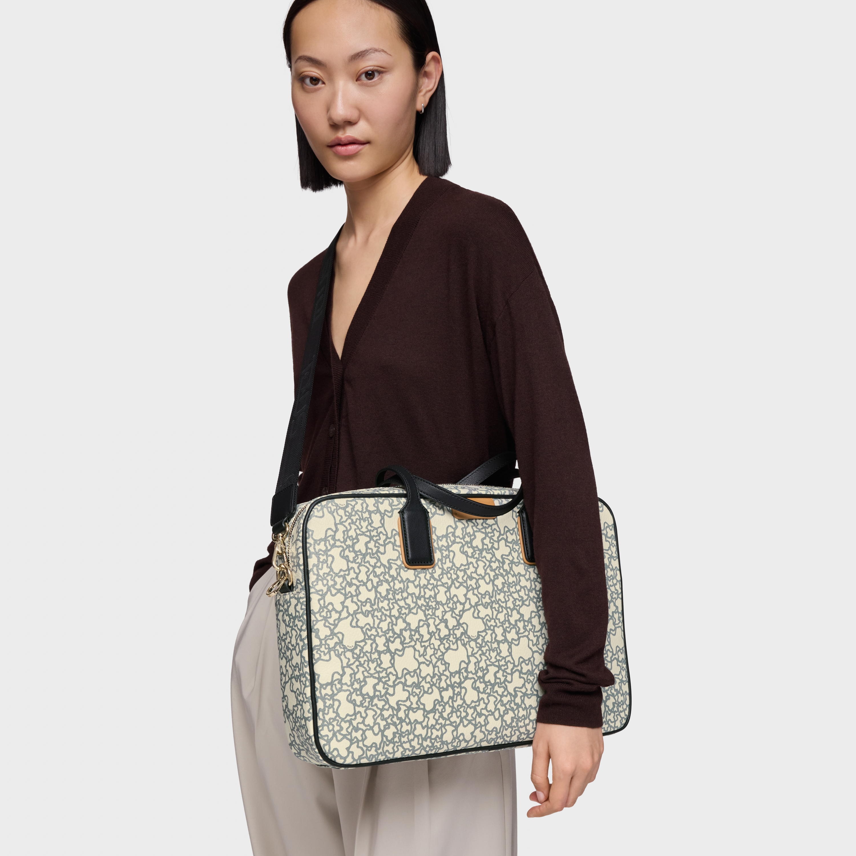 Kaos Mini beige and black briefcase