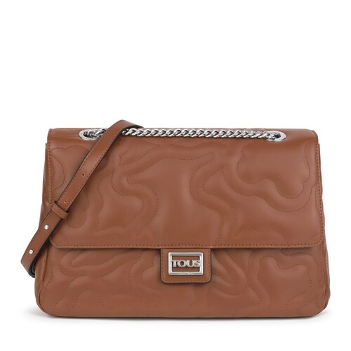 Bandolera mediana con solapa Kaos Dream marr&oacute;n