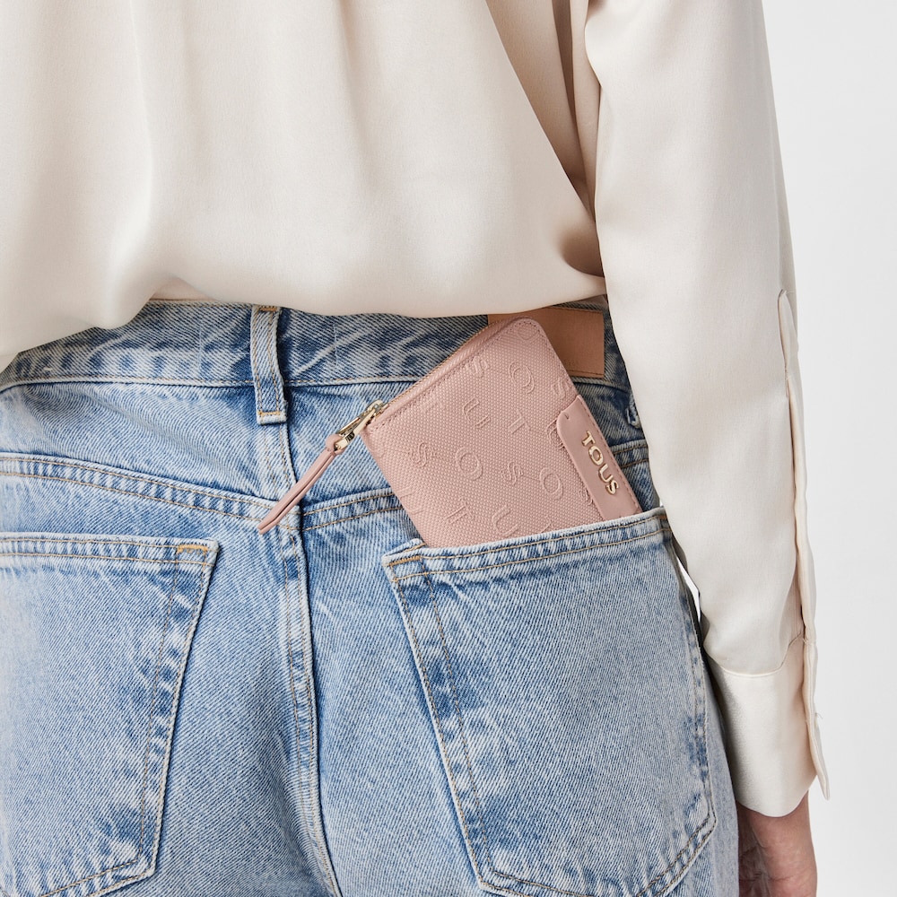 Portefeuille Script Day petit rose