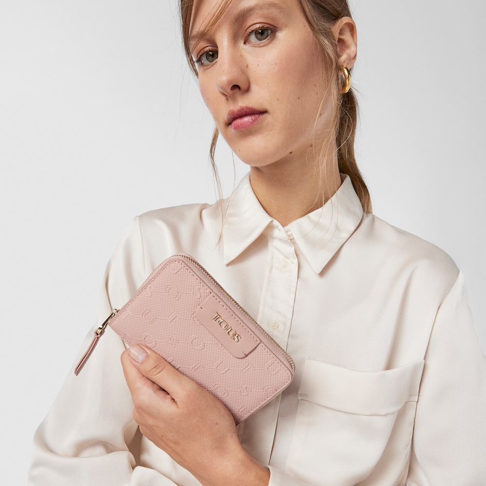 Portefeuille Script Day petit rose