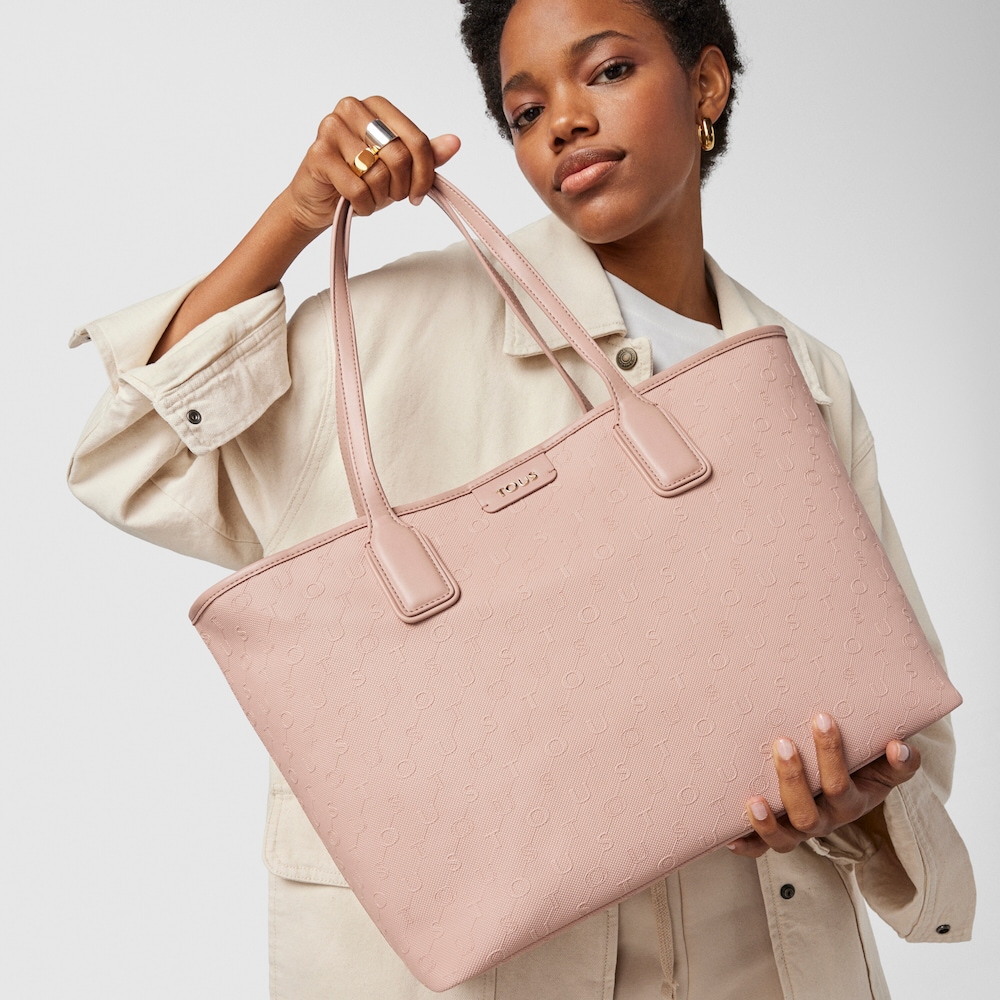 Capazo grande Script Day rosa