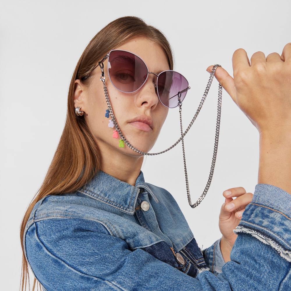 Cadena para mascarilla y gafas plateada Bears Chain