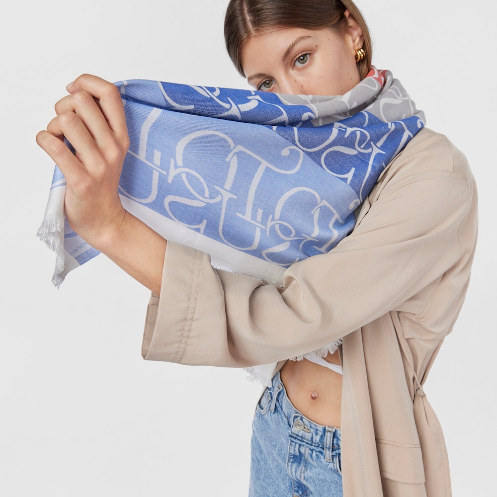 Foulard Spinel Jacquard blanco y azul