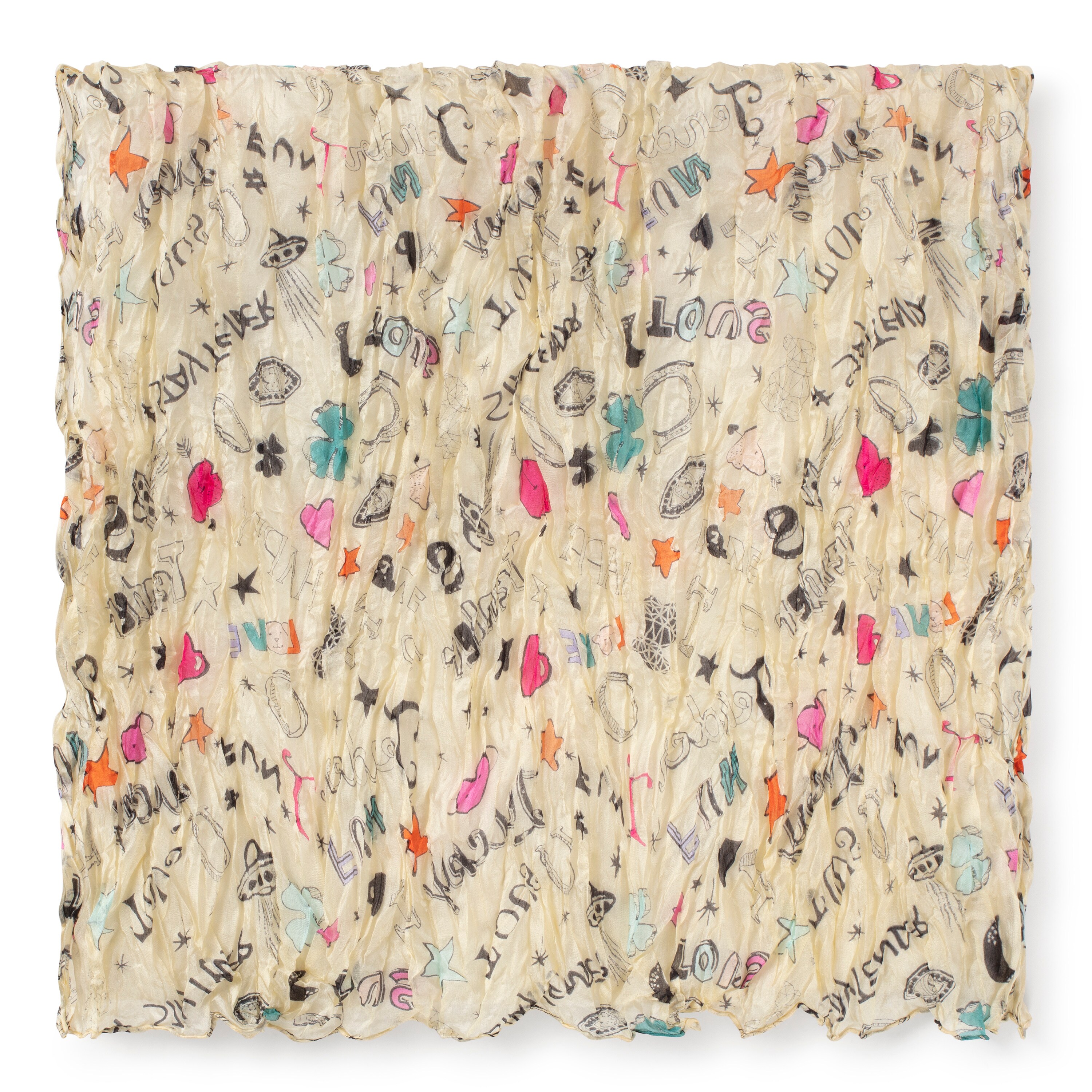 Beige and multi-colored silk Samba pleated Scarf