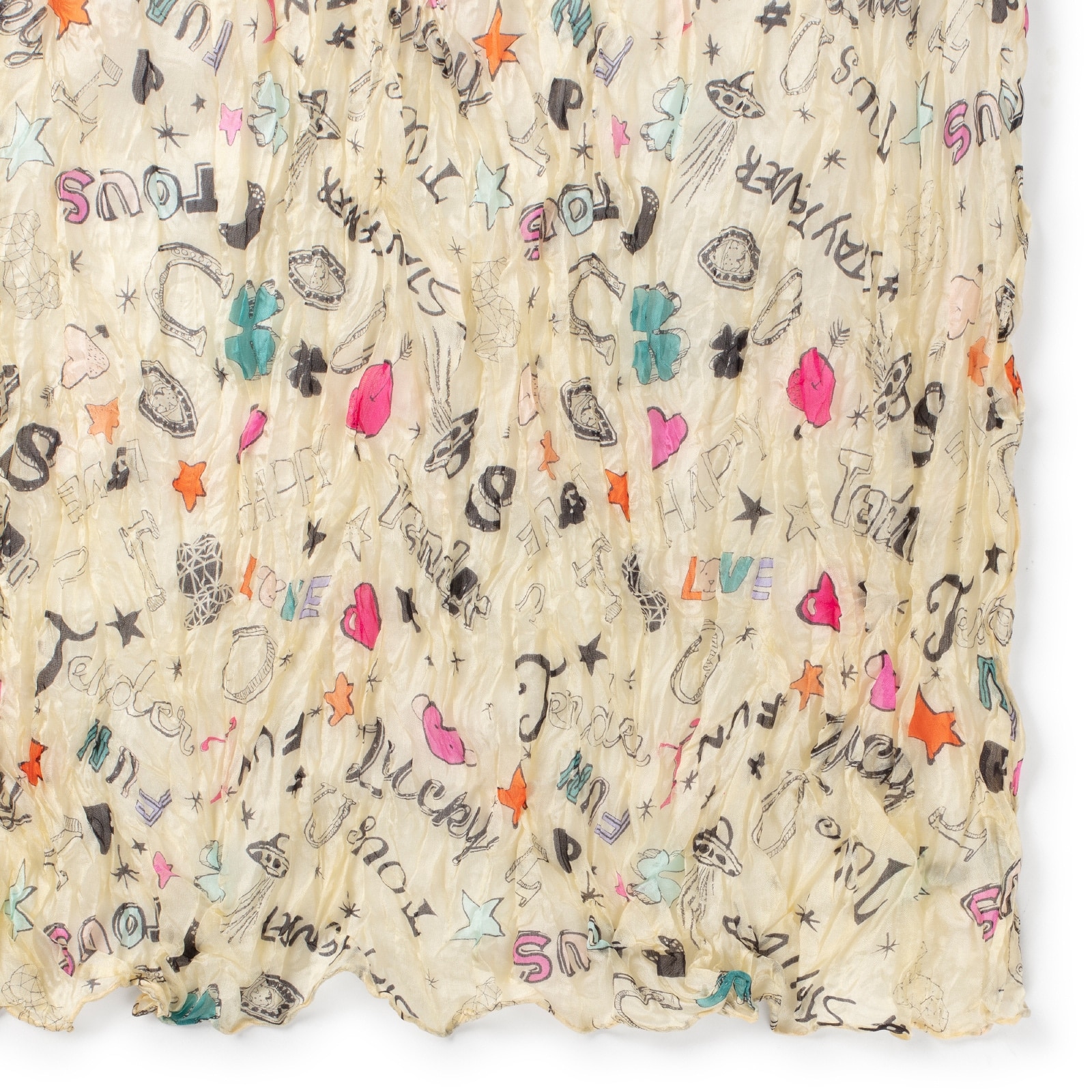 Beige and multi-colored silk Samba pleated Scarf