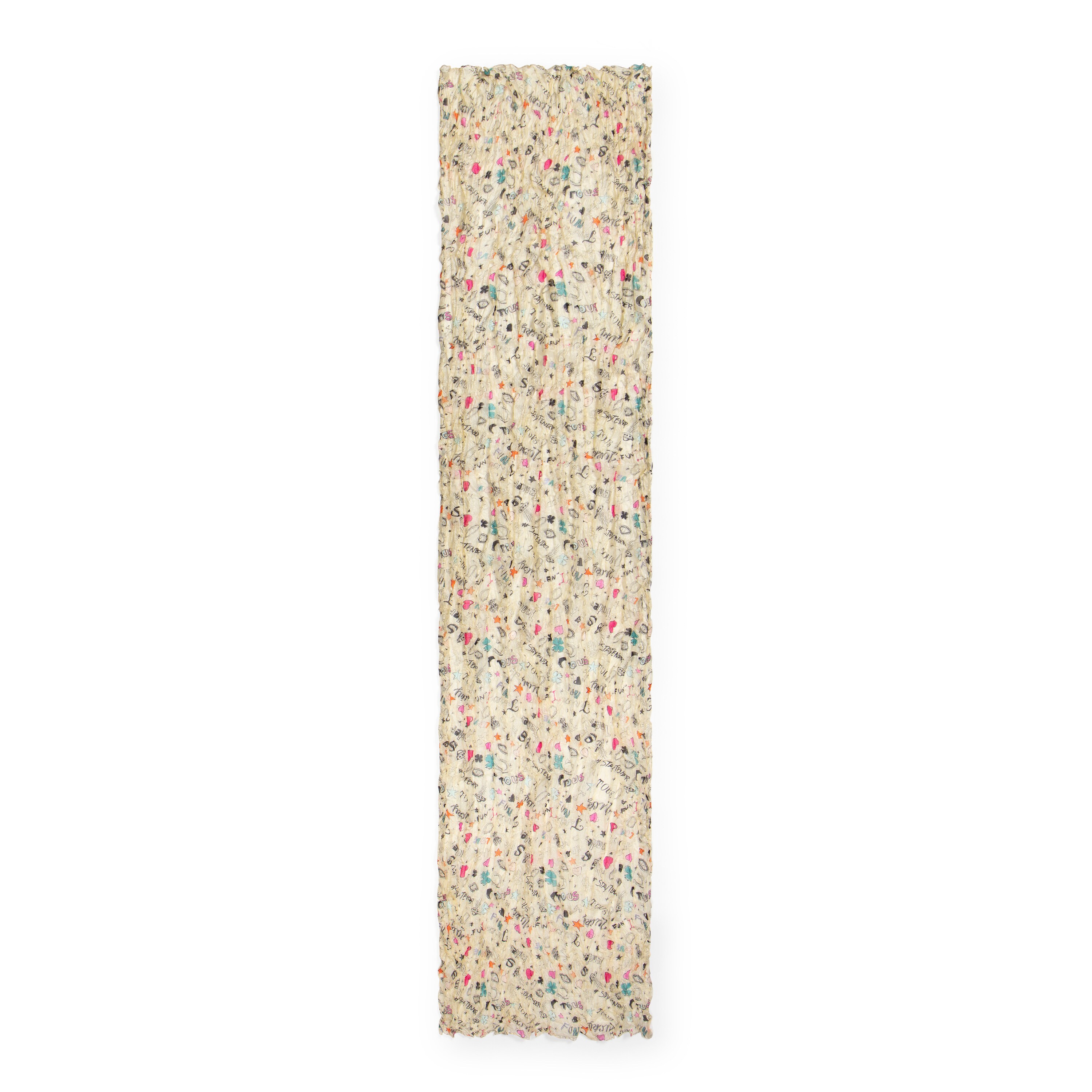 Beige and multi-colored silk Samba pleated Scarf