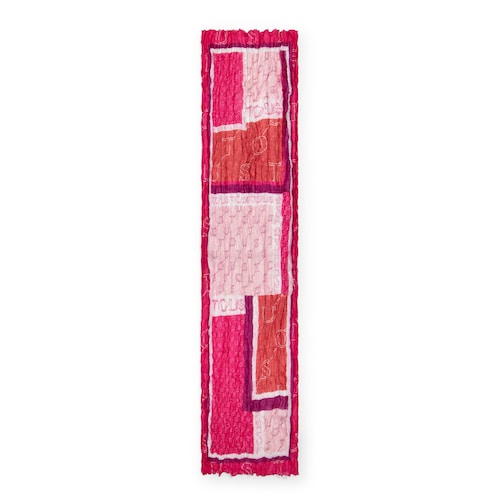 Pink silk Script pleated Scarf