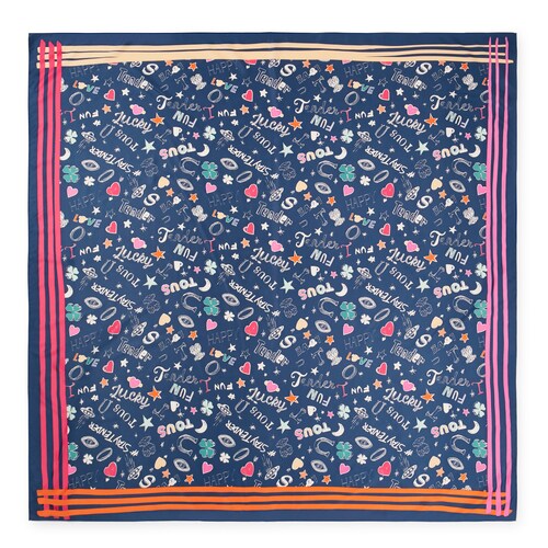 Square navy blue TOUS Samba Scarf image number 0