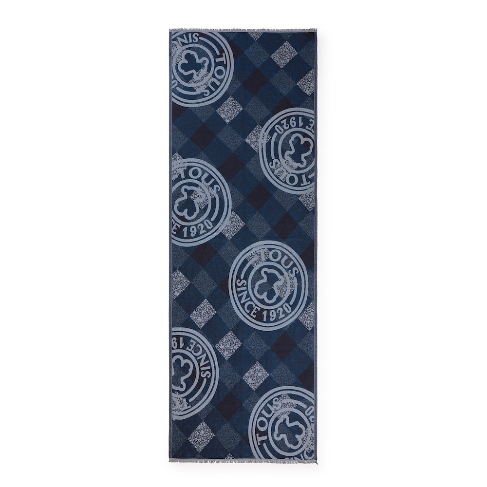 Blue jacquard Kaos Mini Stamp Foulard