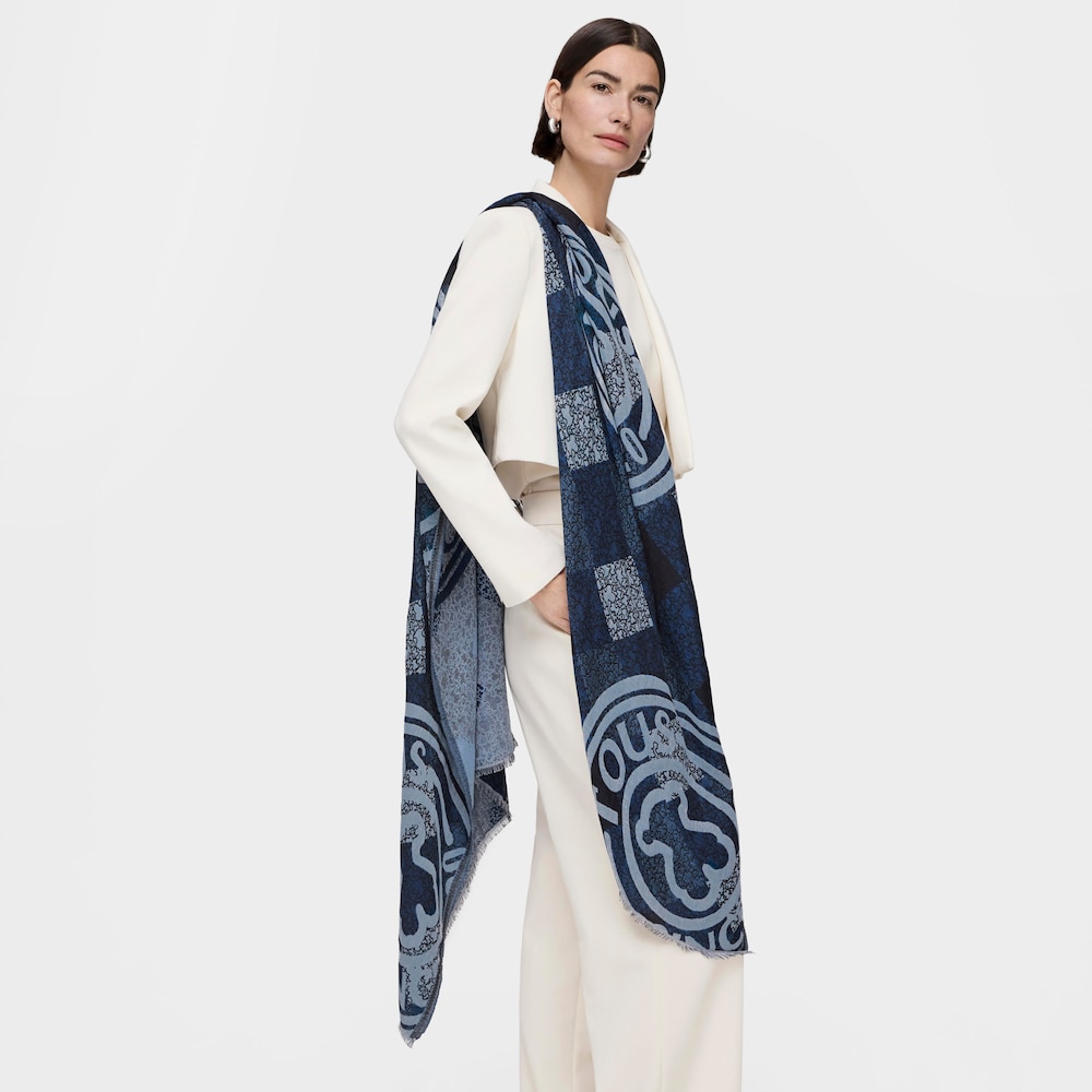 Blue jacquard Kaos Mini Stamp Foulard