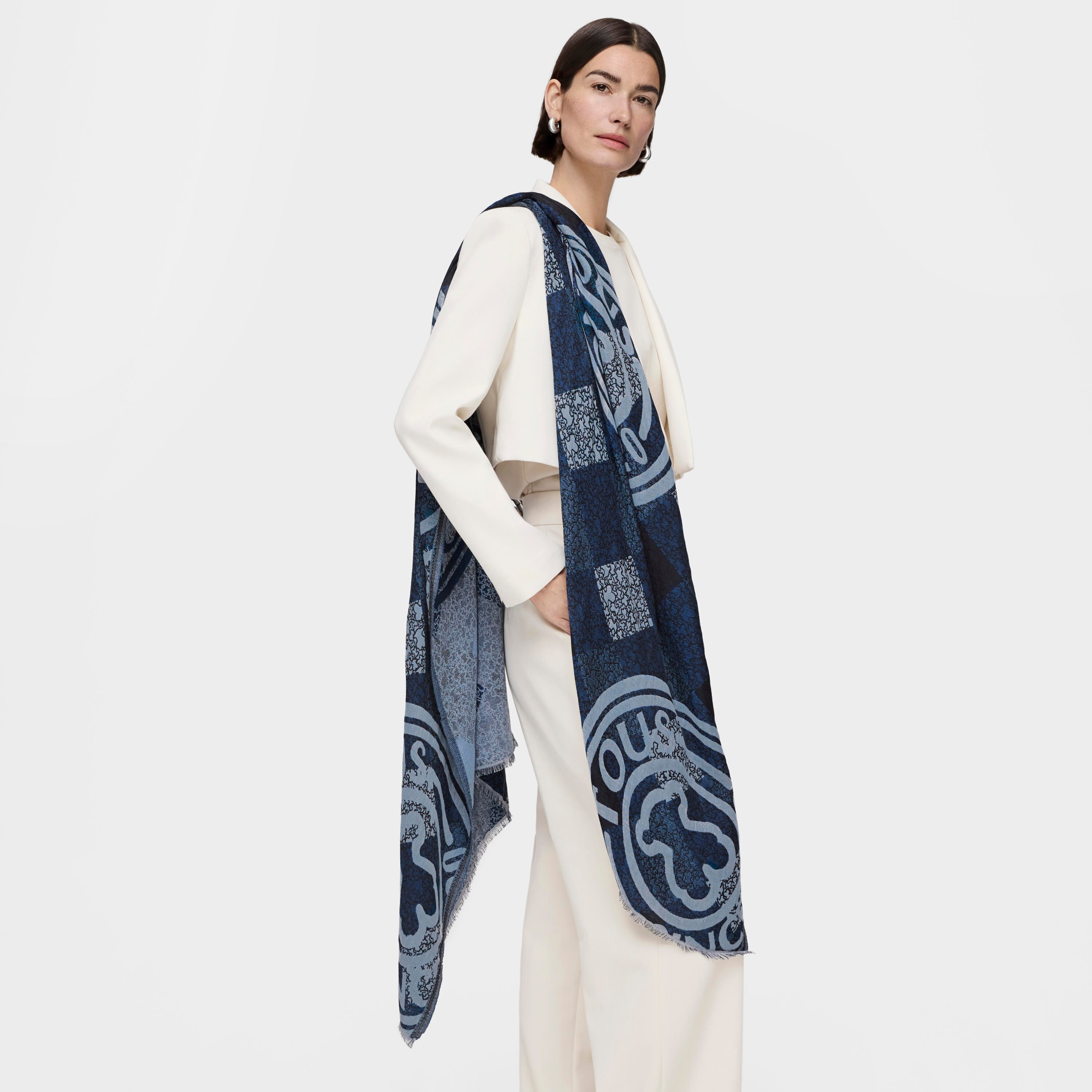 Blue jacquard Kaos Mini Stamp Foulard