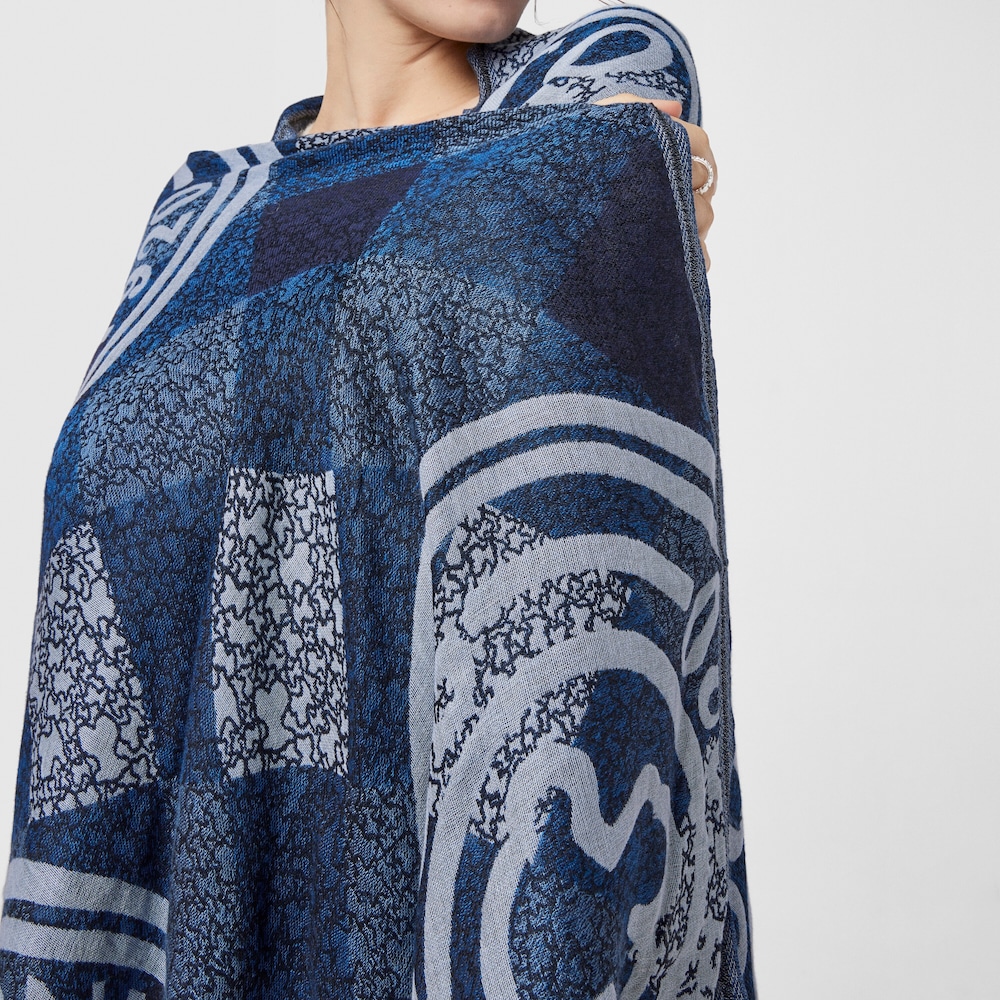 Blue jacquard Kaos Mini Stamp Foulard