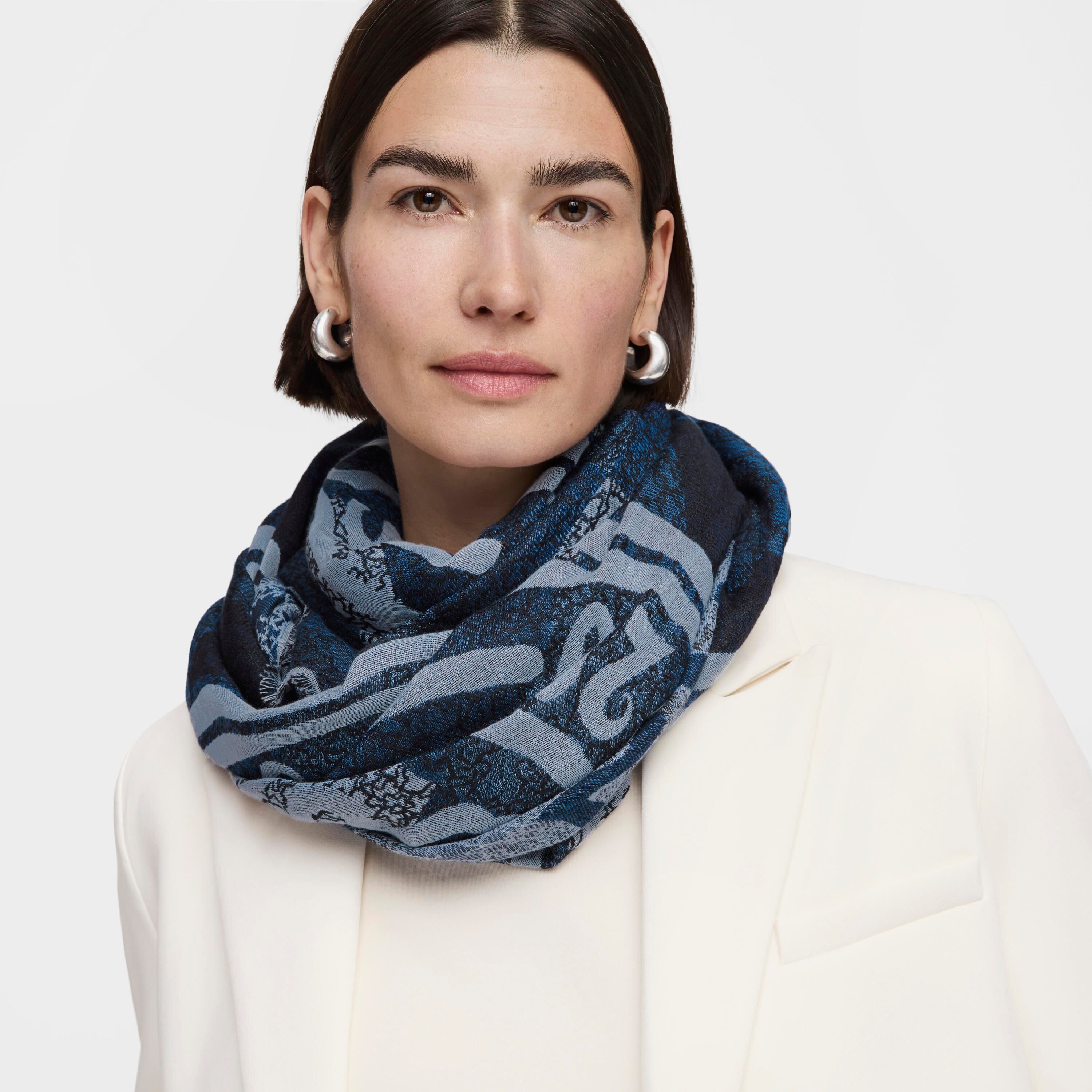 Blue jacquard Kaos Mini Stamp Foulard