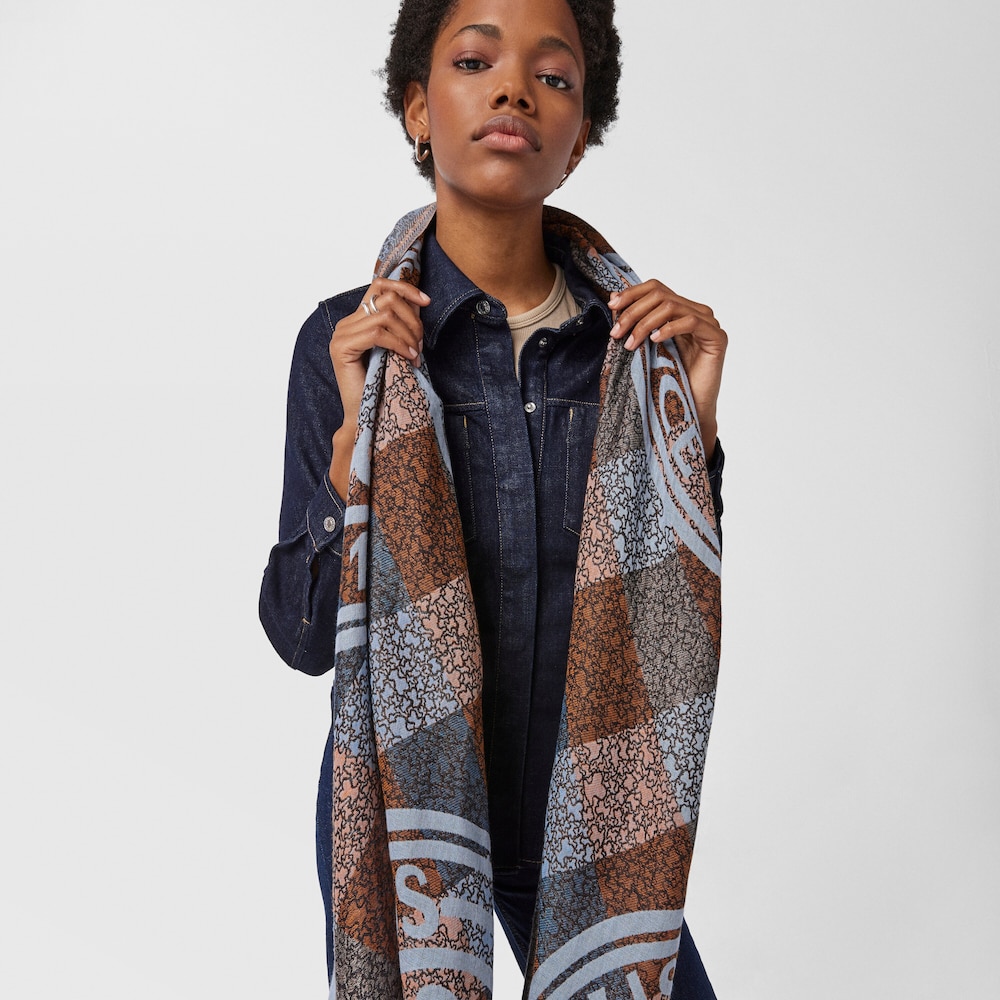 Multi-colored jacquard Kaos Mini Stamp Foulard