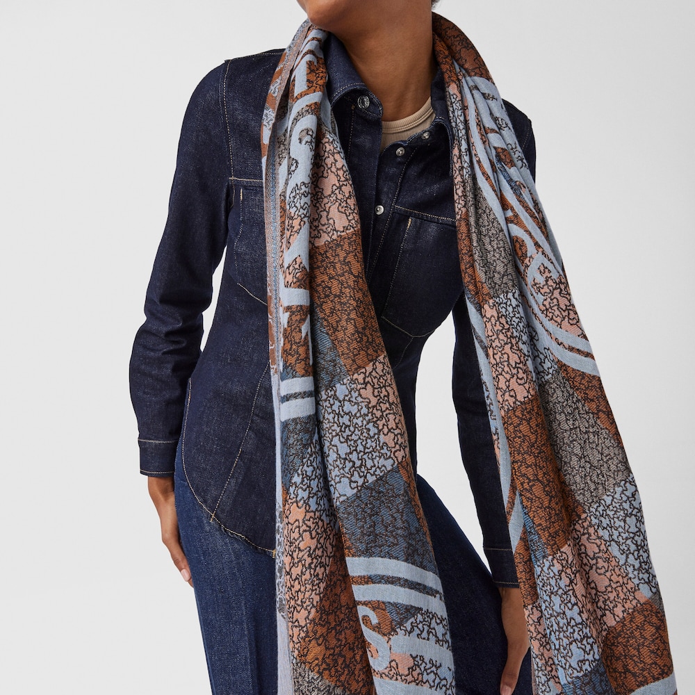 Multi-colored jacquard Kaos Mini Stamp Foulard