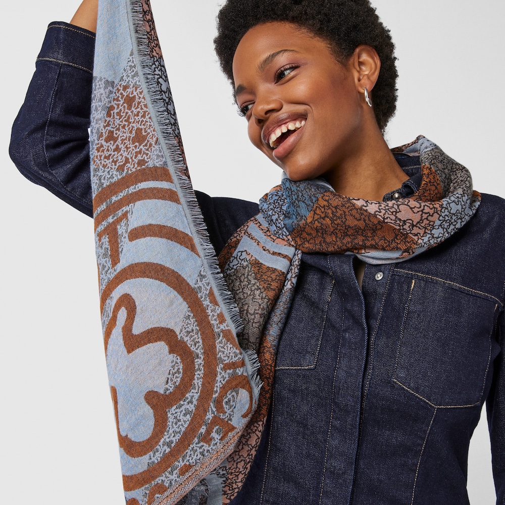 Multi-colored jacquard Kaos Mini Stamp Foulard
