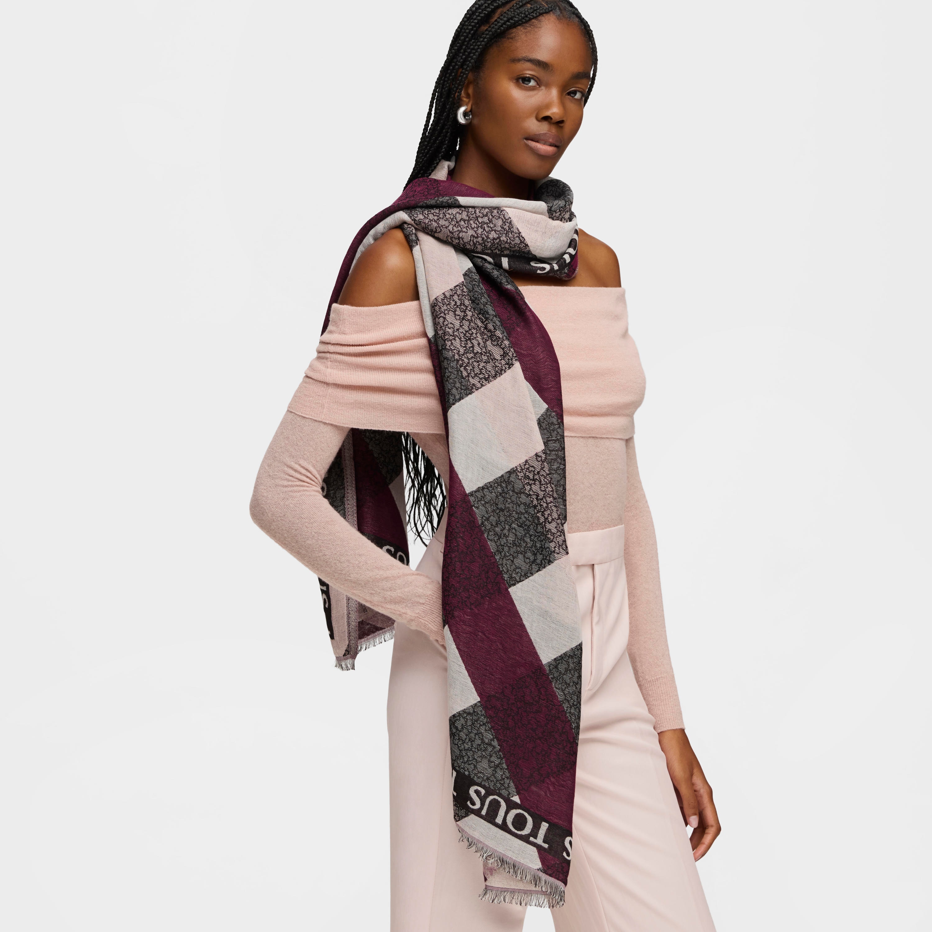 Pink jacquard Kaos Mini Stripes Foulard