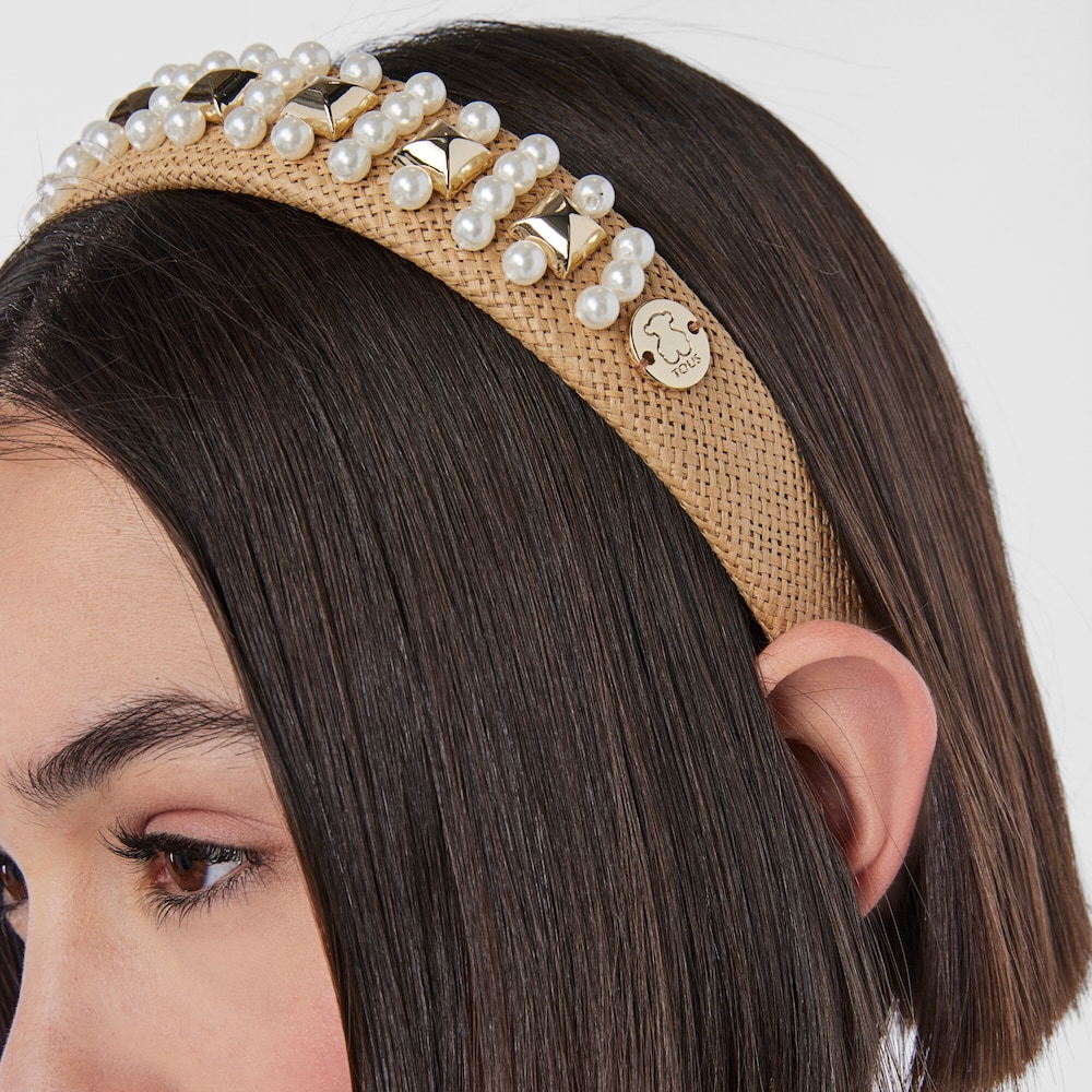 Diadema Dalle de rafia beige