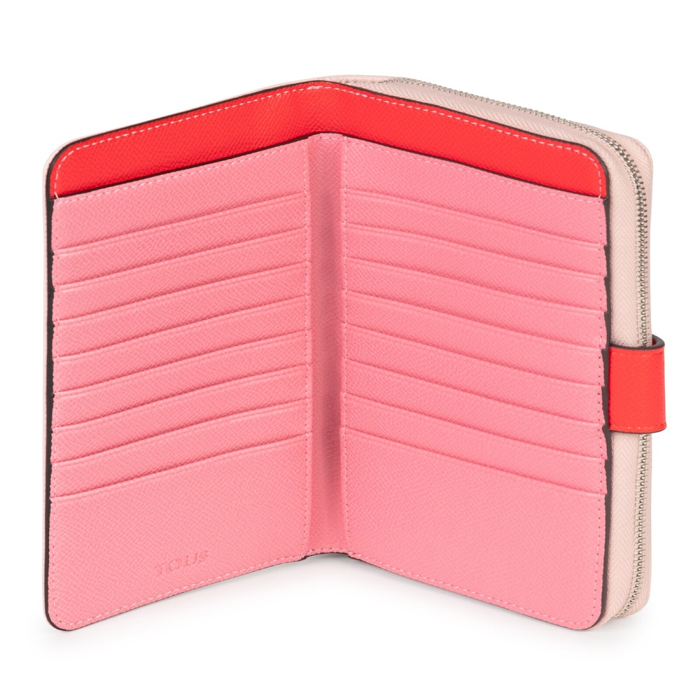 Billetera mediana New Dubai rosa y beige image number 2
