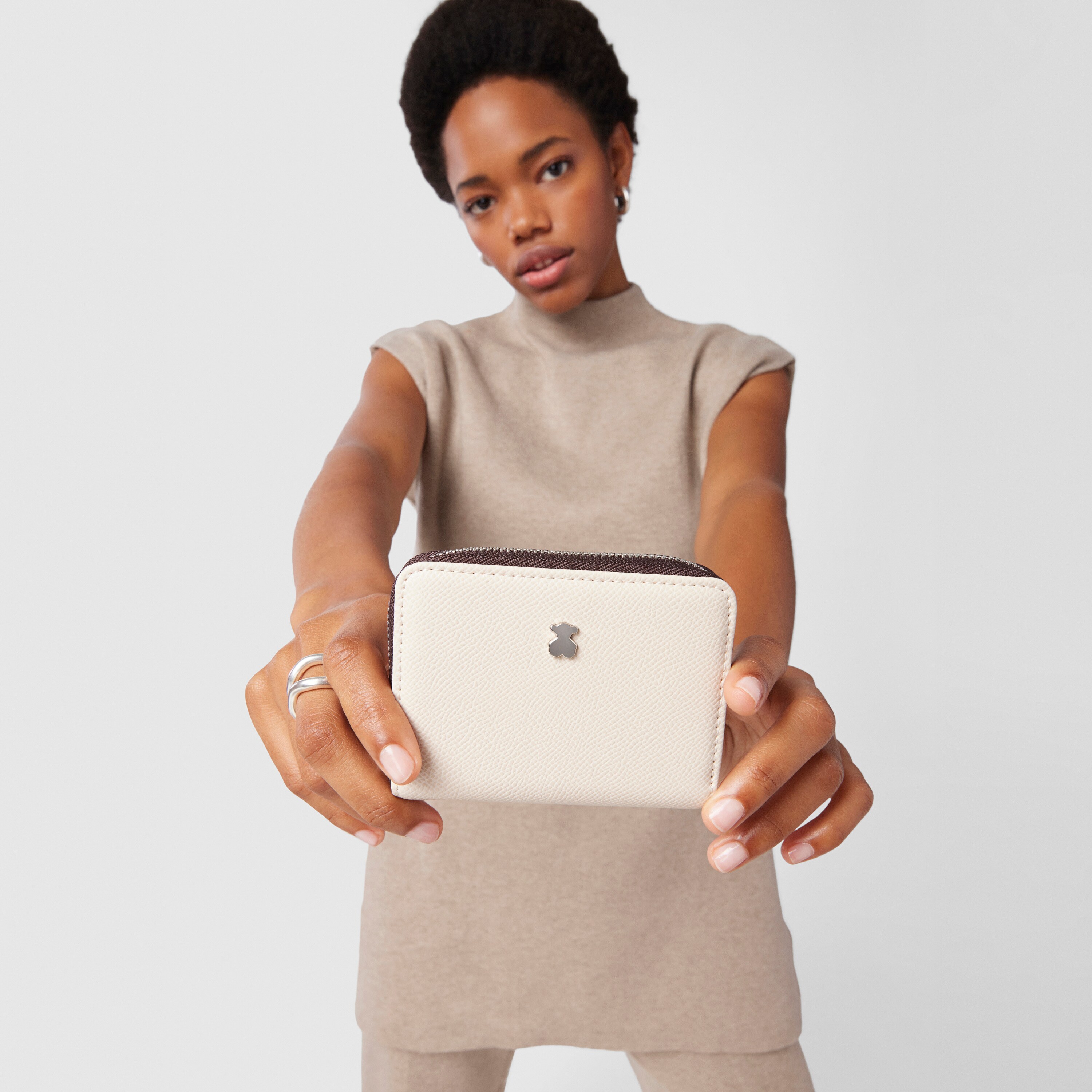 Medium beige and brown New Dubai Change purse