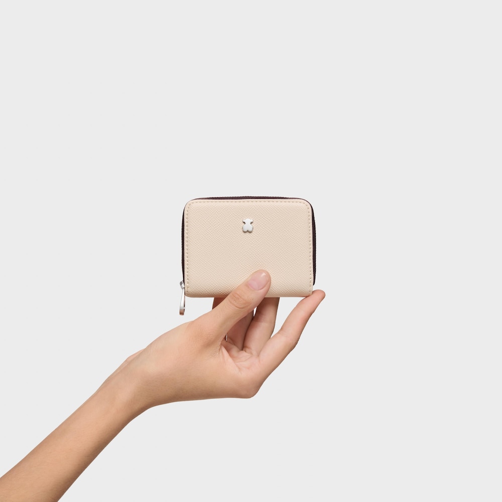 Stredn&aacute; peňaženka na mince New Dubai b&eacute;žovej a hnedej farby