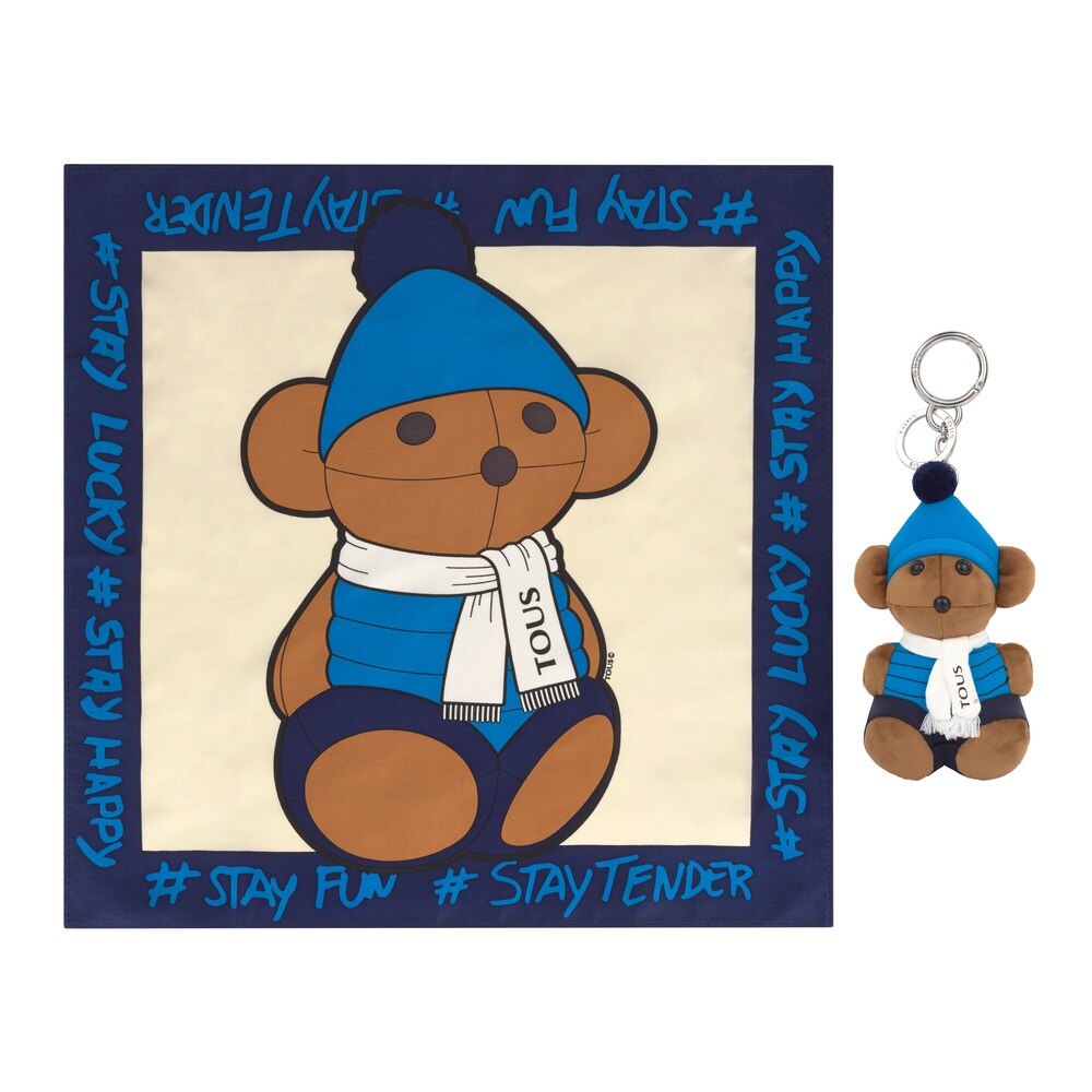 Lot Teddy Amaya Sky porte-cl&eacute;s + Foulard multicolore