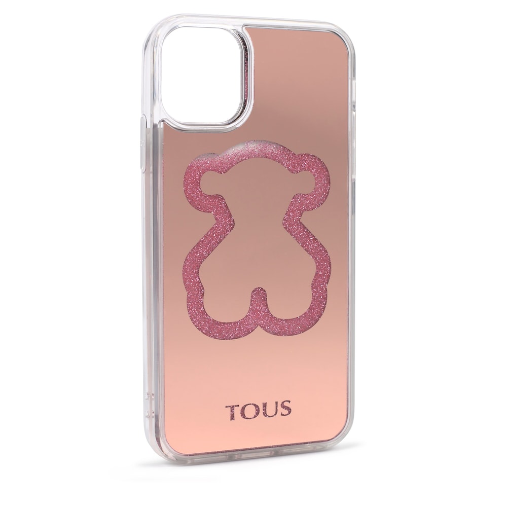 Funda de m&oacute;vil Delrey XI Glitter Mirror Bear rosa
