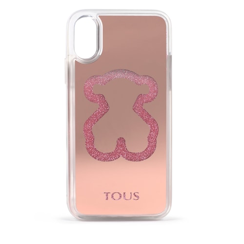 X-XS pink Delrey Glitter Mirror Bear Cellphone cover