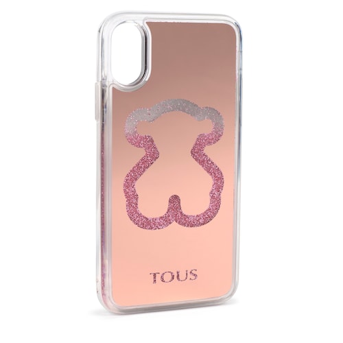 X-XS pink Delrey Glitter Mirror Bear Cellphone cover