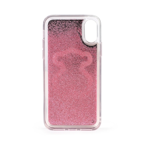 X-XS pink Delrey Glitter Mirror Bear Cellphone cover