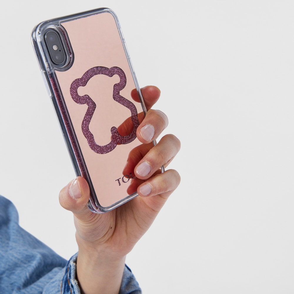 Funda de móvil Delrey X-XS Glitter Mirror Bear rosa Funda de móvil Delrey X-XS Glitter Mirror Bear rosa