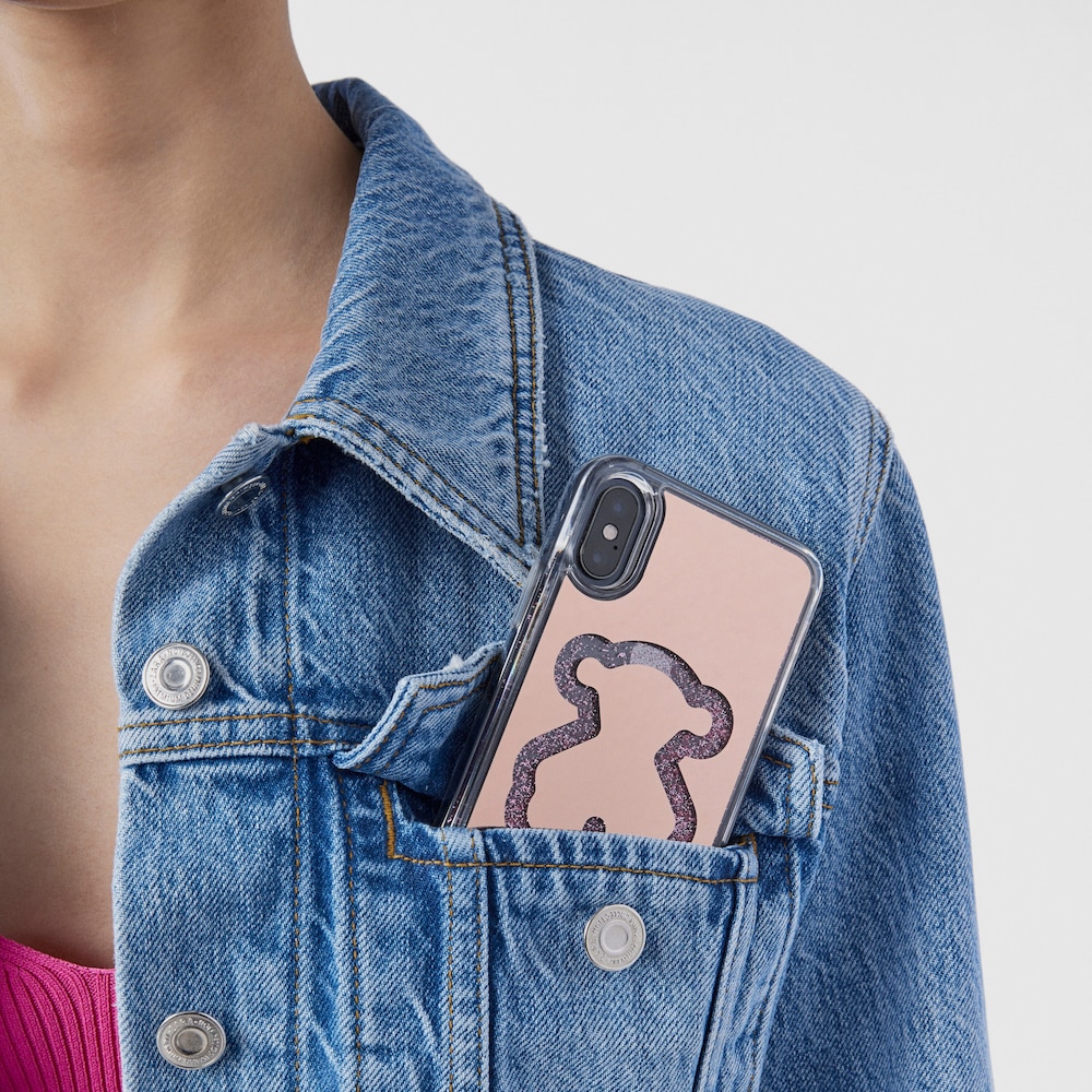 Funda de m&oacute;vil Delrey X-XS Glitter Mirror Bear rosa
