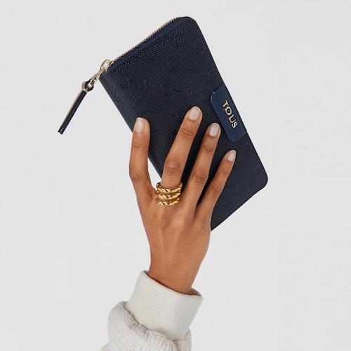 Billetera mediana Script Day azul marino