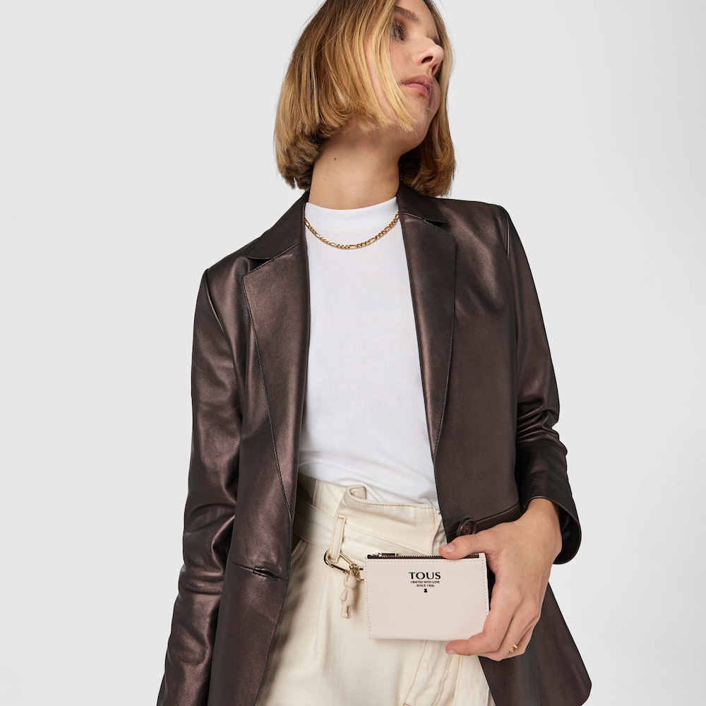 Monedero tarjetero Tous Pop beige