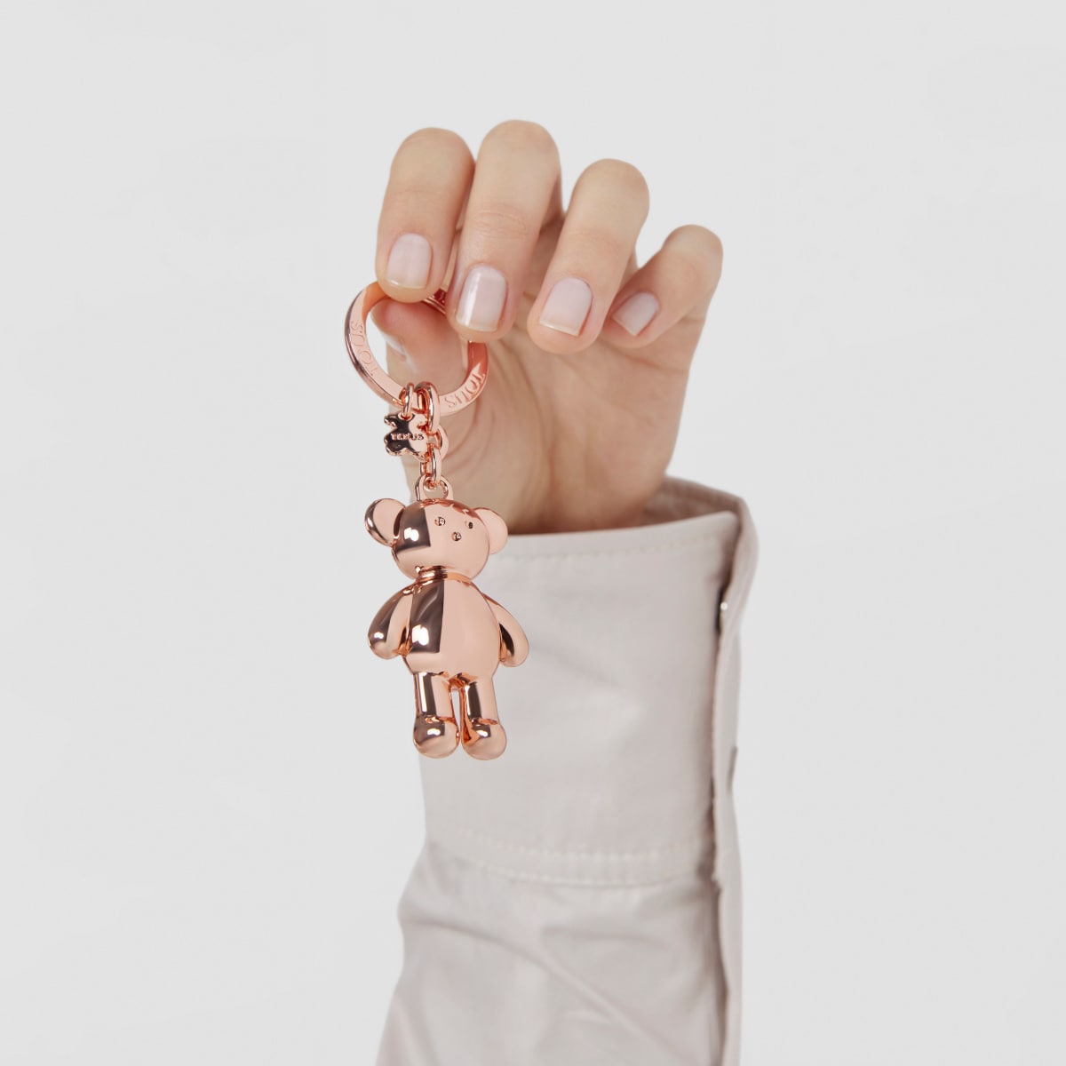Rose gold colored Teddy Bear bear Key ring