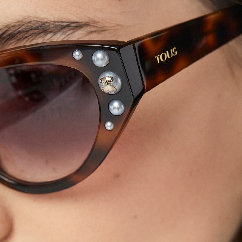 Square Bear sunglasses in black with decorative stones