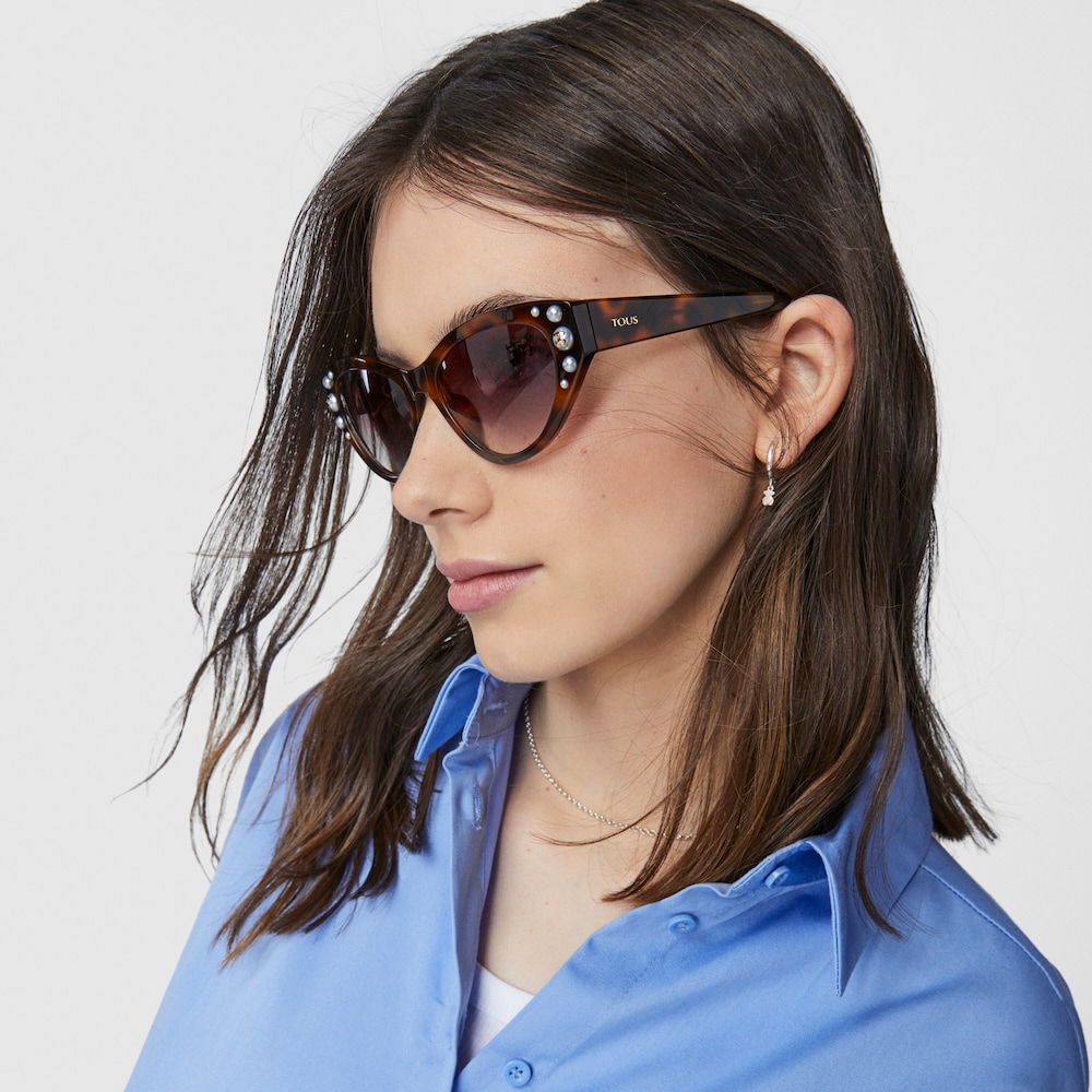 Square Bear sunglasses in black with decorative stones