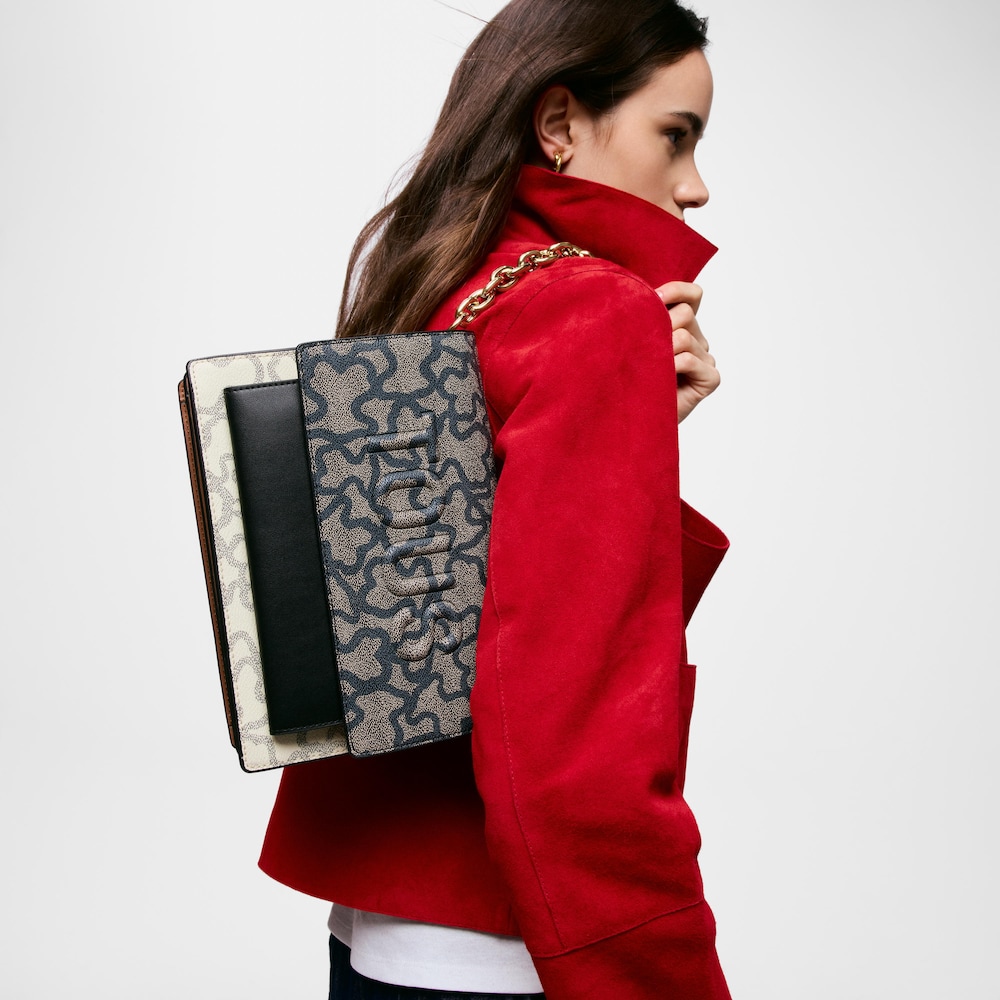 Średnia czarno-beżowa torebka przez ramię Audree Chain Kaos Icon